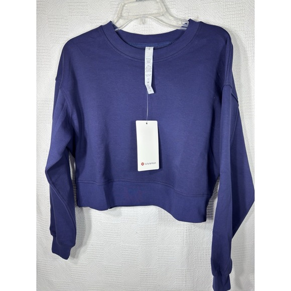 lululemon athletica Tops - Lululemon Perfectly Oversized Cropped Crew Sweatshirt Size 4 Purplish Blue‎